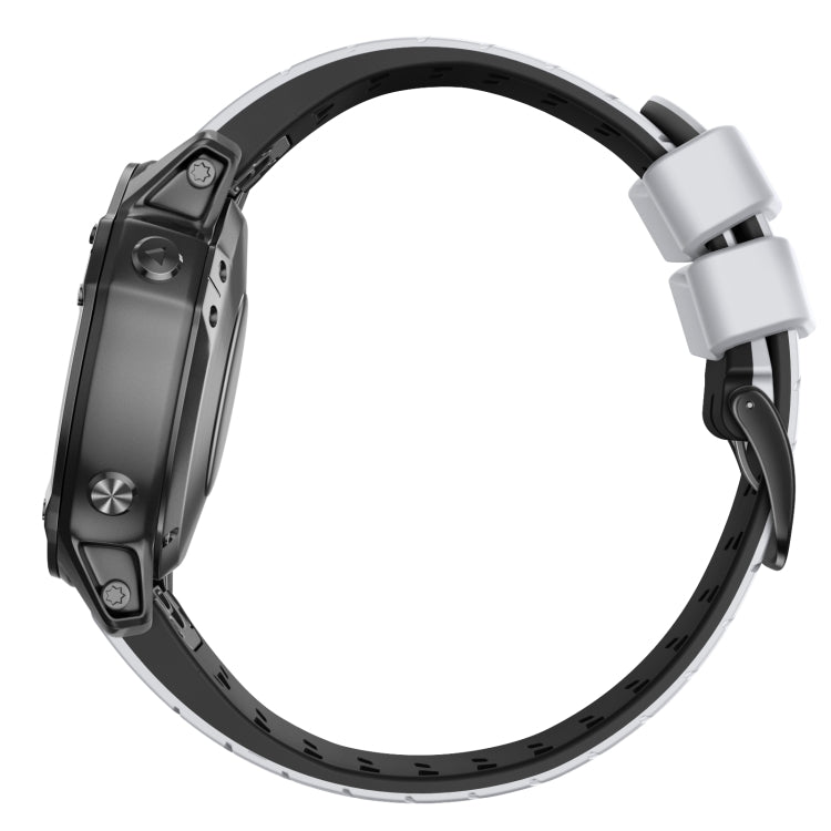 For Garmin Fenix 7 22mm Trapezoidal Quick Release Silicone Watch Band(White Black) - Watch Bands by buy2fix | Online Shopping UK | buy2fix