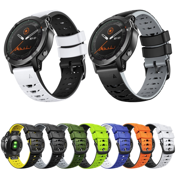 For Garmin Fenix 7 22mm Trapezoidal Quick Release Silicone Watch Band(White Black) by buy2fix