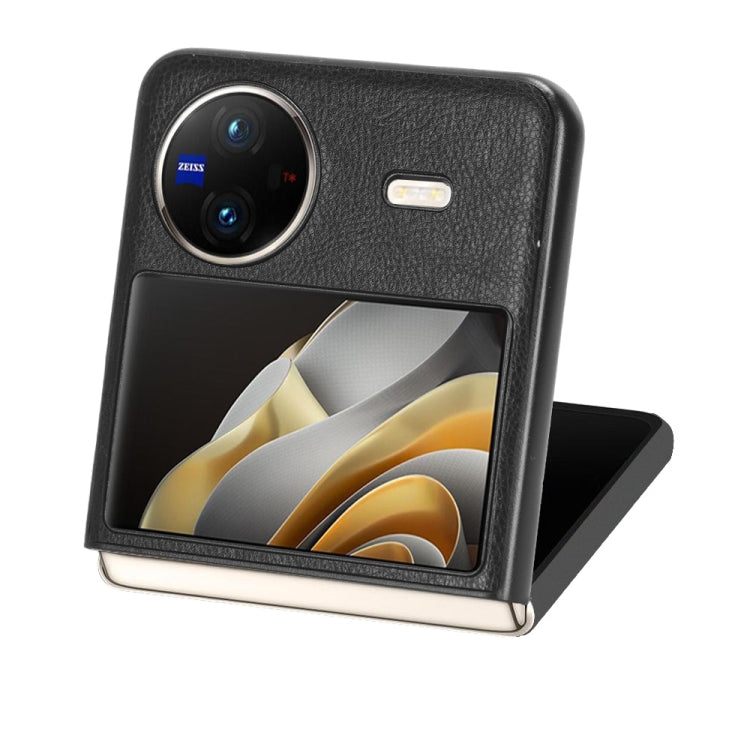 For vivo X Flip Litchi Texture Back Cover Phone Case(Black) - vivo Cases by buy2fix | Online Shopping UK | buy2fix
