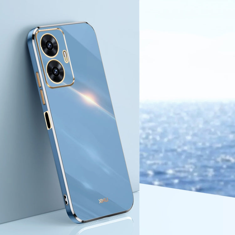 For Realme C55 XINLI Straight 6D Plating Gold Edge TPU Phone Case(Celestial Blue) - Realme Cases by XINLI | Online Shopping UK | buy2fix