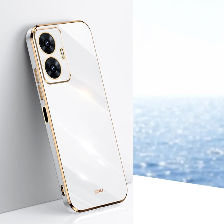 For Realme C55 XINLI Straight 6D Plating Gold Edge TPU Phone Case(White) - Realme Cases by XINLI | Online Shopping UK | buy2fix