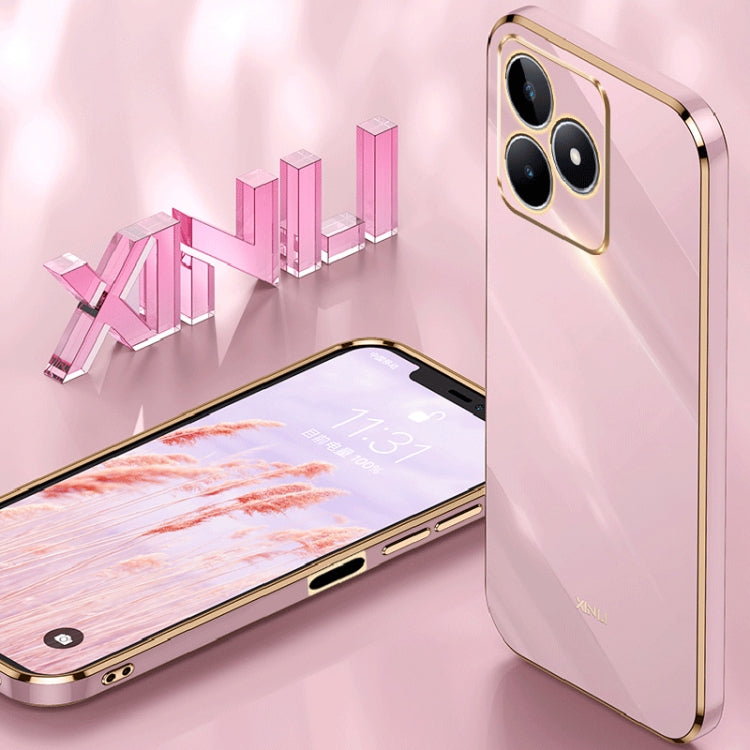 For Realme C53 2023 XINLI Straight 6D Plating Gold Edge TPU Phone Case(White) by XINLI