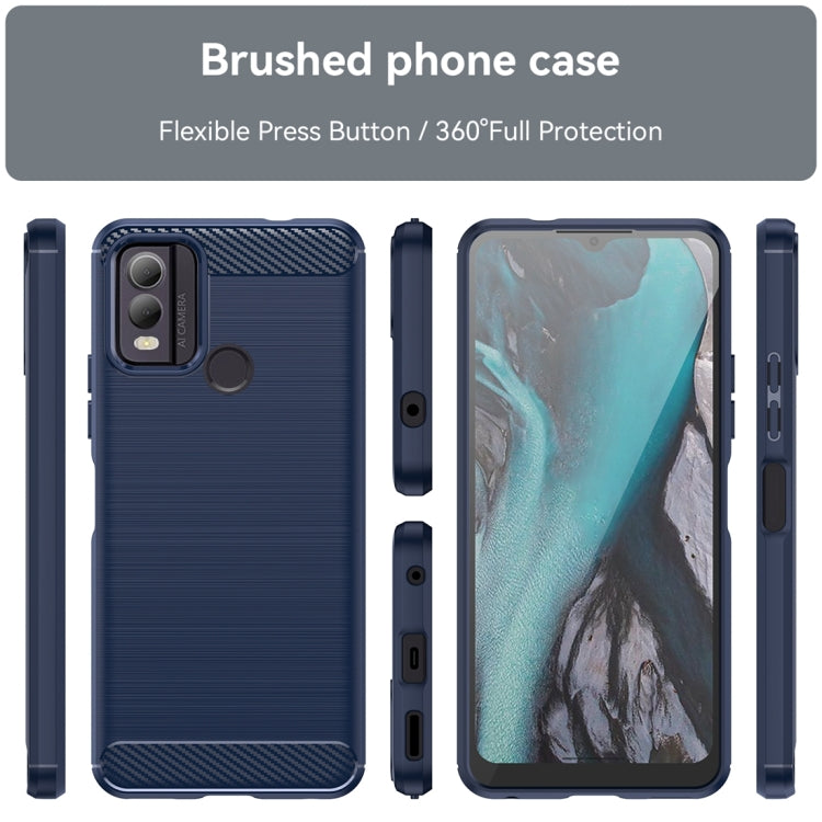 For Nokia C22 Brushed Texture Carbon Fiber TPU Phone Case(Blue) - Nokia Cases by buy2fix | Online Shopping UK | buy2fix