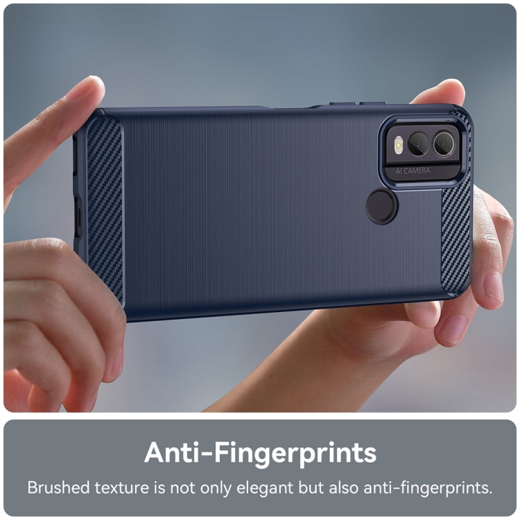 For Nokia C22 Brushed Texture Carbon Fiber TPU Phone Case(Blue) - Nokia Cases by buy2fix | Online Shopping UK | buy2fix
