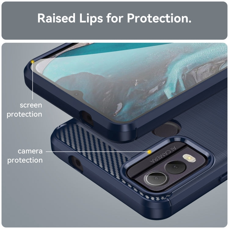 For Nokia C22 Brushed Texture Carbon Fiber TPU Phone Case(Blue) - Nokia Cases by buy2fix | Online Shopping UK | buy2fix