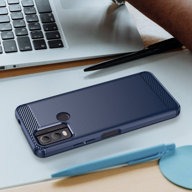 For Nokia C22 Brushed Texture Carbon Fiber TPU Phone Case(Blue) - Nokia Cases by buy2fix | Online Shopping UK | buy2fix
