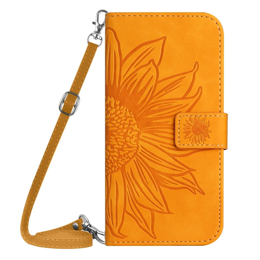 For Xiaomi Poco F5 Skin Feel Sun Flower Embossed Flip Leather Phone Case with Lanyard(Yellow) by buy2fix