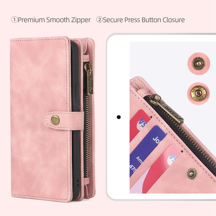 For Samsung Galaxy S22+ 5G Zipper Wallet Magnetic Detachable Leather Phone Case(Pink) - Galaxy S22+ 5G Cases by buy2fix | Online Shopping UK | buy2fix