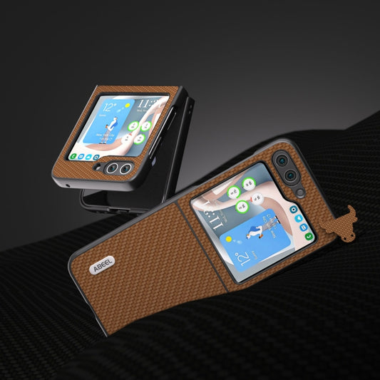 For Samsung Galaxy Z Flip5 ABEEL Carbon Fiber Texture Protective Phone Case(Dark Brown) by buy2fix