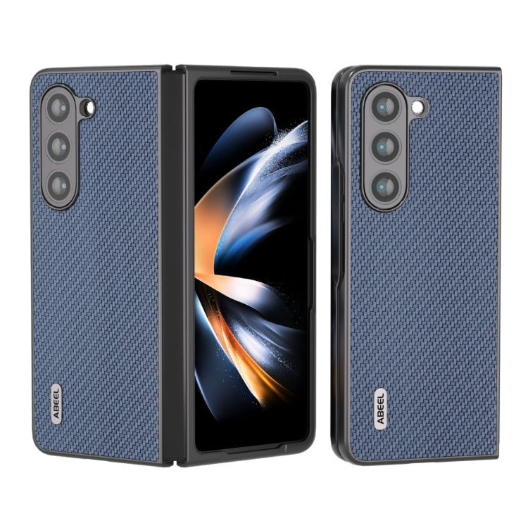 For Samsung Galaxy Z Fold5 ABEEL Carbon Fiber Texture Protective Phone Case(Light Blue) - Galaxy Z Fold5 Cases by buy2fix | Online Shopping UK | buy2fix