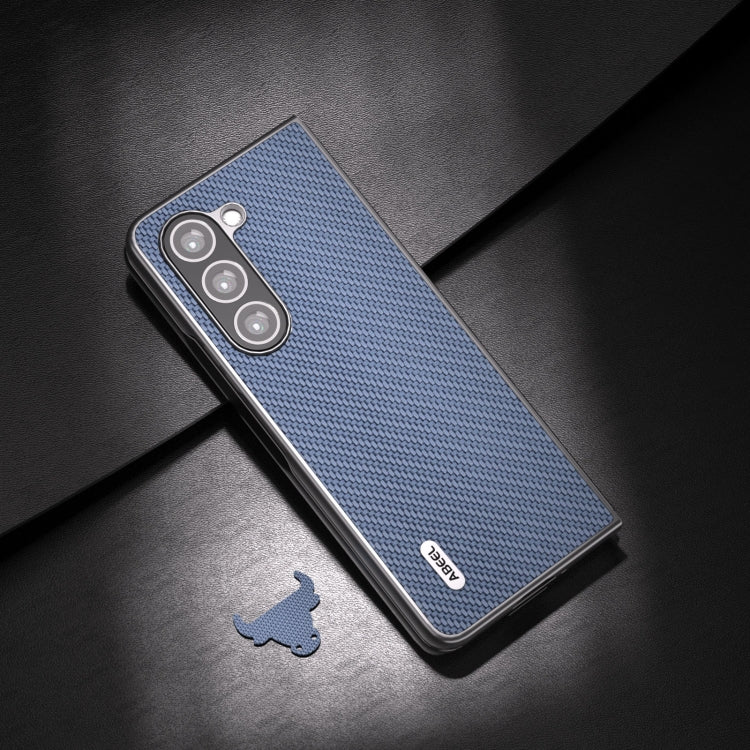 For Samsung Galaxy Z Fold5 ABEEL Carbon Fiber Texture Protective Phone Case(Light Blue) - Galaxy Z Fold5 Cases by buy2fix | Online Shopping UK | buy2fix