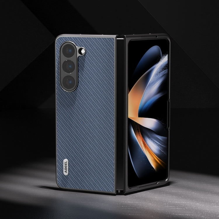 For Samsung Galaxy Z Fold5 ABEEL Carbon Fiber Texture Protective Phone Case(Light Blue) - Galaxy Z Fold5 Cases by buy2fix | Online Shopping UK | buy2fix