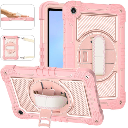 For Huawei MatePad SE 10.4 360 Degree Rotation PC Contrast Silicone Tablet Case(Rose Gold) by buy2fix