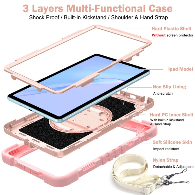 For Huawei MatePad SE 10.4 360 Degree Rotation PC Contrast Silicone Tablet Case(Rose Gold) - Huawei by buy2fix | Online Shopping UK | buy2fix
