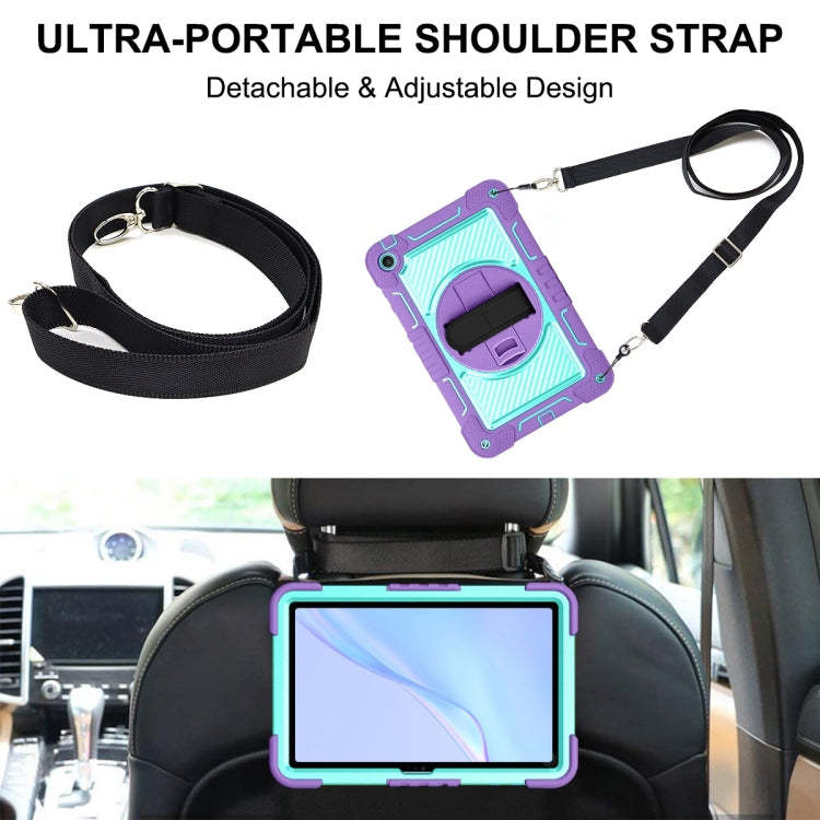 For Huawei MatePad SE 10.4 360 Degree Rotation PC Contrast Silicone Tablet Case(Purple + Mint Green) by buy2fix