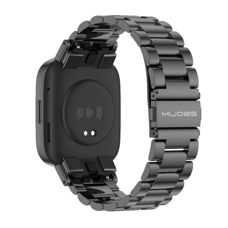 For Redmi Watch 3 Mijobs Three-Bead Metal Stainless Steel Watch Band(Black) - Watch Bands by MIJOBS | Online Shopping UK | buy2fix