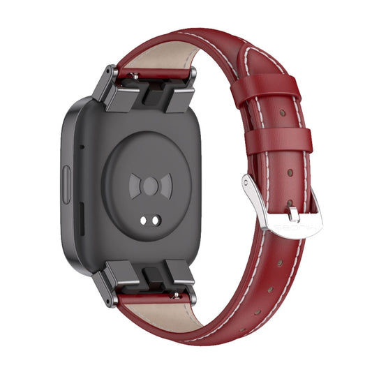 For Redmi Watch 3 Mijobs Genuine Leather Slim Watch Band(Red Black) by MIJOBS
