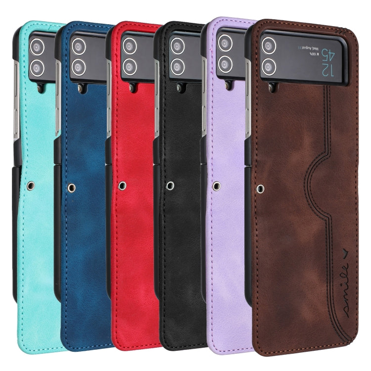 For Samsung Galaxy Z Flip4 5G Heart Pattern Skin Feel Leather Phone Case(Royal Blue) by buy2fix