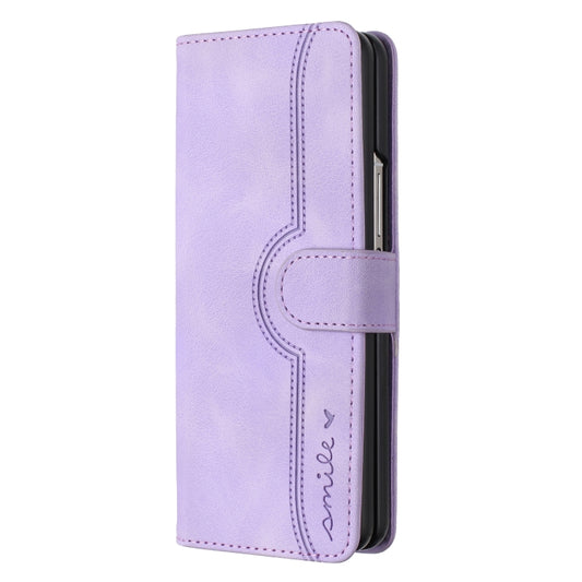 For Samsung Galaxy Z Fold4 5G Heart Pattern Skin Feel Leather Phone Case(Purple) by buy2fix
