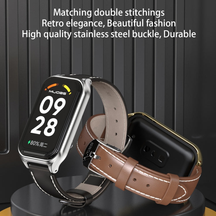 For Xiaomi Smart Band 8 Active / Redmi Band 2 Mijobs Metal Shell Microfiber PU Leather Watch Band(Red Rose Gold) - Watch Bands by MIJOBS | Online Shopping UK | buy2fix