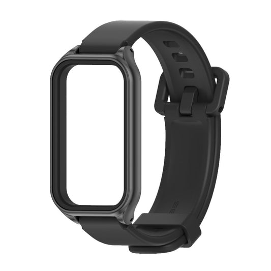 For Xiaomi Smart Band 8 Active / Redmi Band 2 Mijobs Metal Shell Silicone Watch Band(Black) by MIJOBS