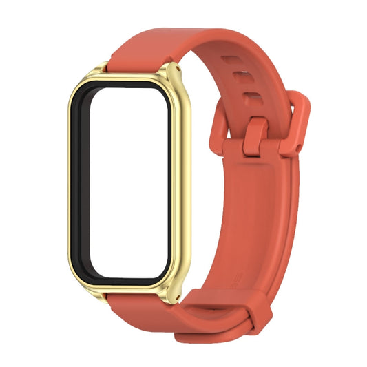 For Xiaomi Smart Band 8 Active / Redmi Band 2 Mijobs Metal Shell Silicone Watch Band(Orange Gold) by MIJOBS