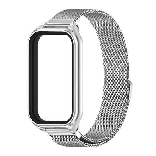 For Xiaomi Smart Band 8 Active / Redmi Band 2 Mijobs Metal Shell + Milan Magnetic Metal Watch Band(Silver) by MIJOBS