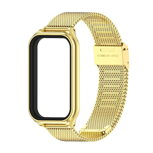 For Xiaomi Smart Band 8 Active / Redmi Band 2 Mijobs Metal Shell + Milan Buckle Metal Watch Band(Gold) by MIJOBS