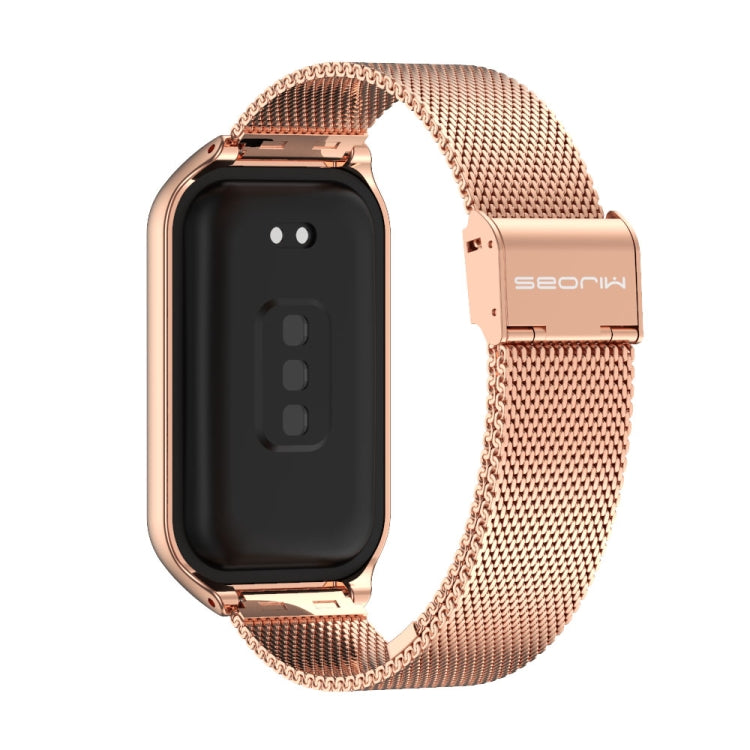 For Xiaomi Smart Band 8 Active / Redmi Band 2 Mijobs Metal Shell + Milan Buckle Metal Watch Band(Rose Gold) - Watch Bands by MIJOBS | Online Shopping UK | buy2fix