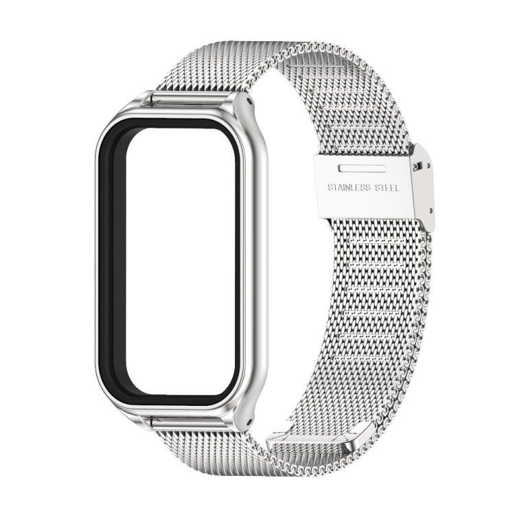 For Xiaomi Smart Band 8 Active / Redmi Band 2 Mijobs Metal Shell + Milan Buckle Metal Watch Band(Silver) - Watch Bands by MIJOBS | Online Shopping UK | buy2fix