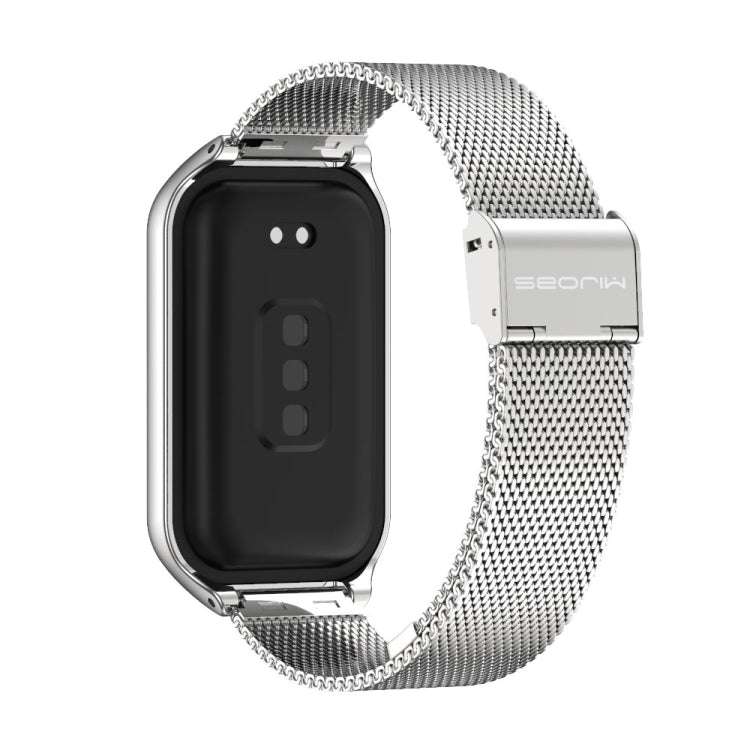 For Xiaomi Smart Band 8 Active / Redmi Band 2 Mijobs Metal Shell + Milan Buckle Metal Watch Band(Silver) - Watch Bands by MIJOBS | Online Shopping UK | buy2fix