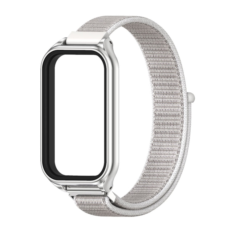For Xiaomi Smart Band 8 Active / Redmi Band 2 Mijobs Metal Shell Breathable Nylon Loop Watch Band(Sea Shell Silver) - Watch Bands by MIJOBS | Online Shopping UK | buy2fix