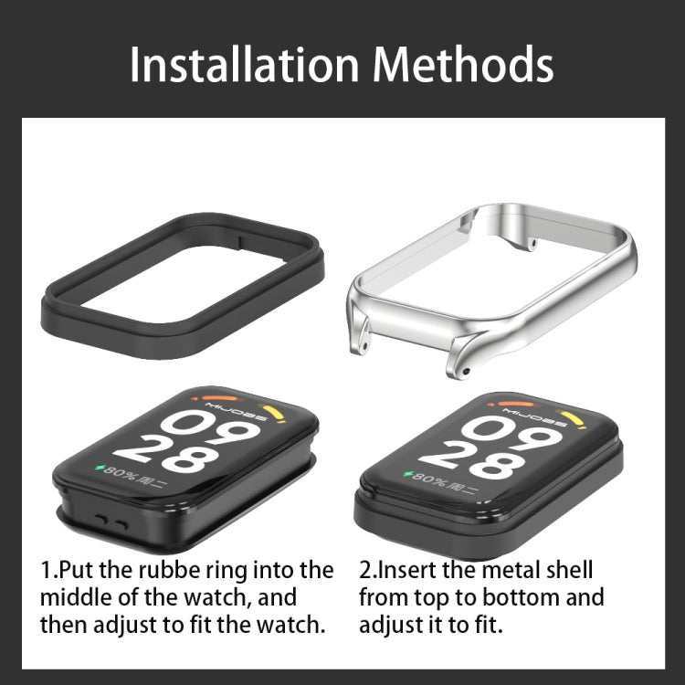 For Xiaomi Smart Band 8 Active / Redmi Band 2 Mijobs Metal Shell Breathable Nylon Loop Watch Band(Bright Yellow Gold) by MIJOBS