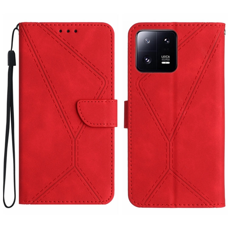 For Xiaomi 13 Stitching Embossed Leather Phone Case(Red) - Xiaomi Cases by buy2fix | Online Shopping UK | buy2fix