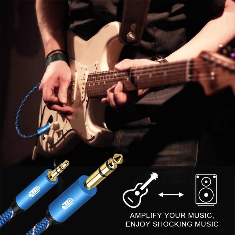 EMK 3.5mm Jack Male to 6.35mm Jack Male Gold Plated Connector Nylon Braid AUX Cable for Computer / X-BOX / PS3 / CD / DVD, Cable Length:1m(Dark Blue) by EMK