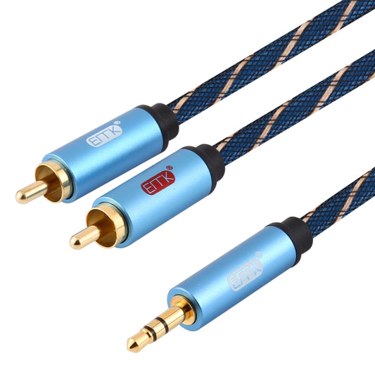 EMK 3.5mm Jack Male to 2 x RCA Male Gold Plated Connector Speaker Audio Cable, Cable Length:1m(Dark Blue) by EMK