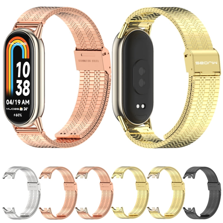 For Xiaomi Smart Band 10 / 9 / 8 Mijobs Stainless Steel Metal Watch Band(Rose Gold+Light Gold) by MIJOBS