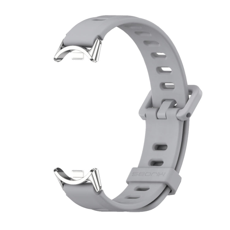 For Xiaomi Smart Band 10 / 9 / 8 Mijobs Flat Hole Breathable Silicone Watch Band(Grey+Silver) - Watch Bands by MIJOBS | Online Shopping UK | buy2fix