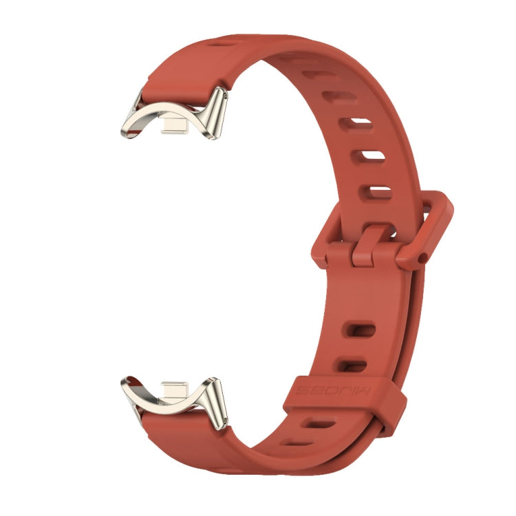 For Xiaomi Smart Band 10 / 9 / 8 Mijobs Flat Hole Breathable Silicone Watch Band(Orange+Light Gold) - Watch Bands by MIJOBS | Online Shopping UK | buy2fix