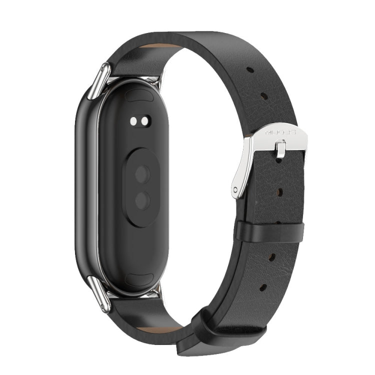 For Xiaomi Smart Band 10 / 9 / 8 Mijobs Microfiber PU Leather Watch Band(Black Silver) - Watch Bands by MIJOBS | Online Shopping UK | buy2fix