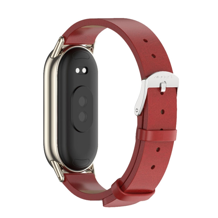 For Xiaomi Smart Band 10 / 9 / 8 Mijobs Microfiber PU Leather Watch Band(Red Light Gold) - Watch Bands by MIJOBS | Online Shopping UK | buy2fix