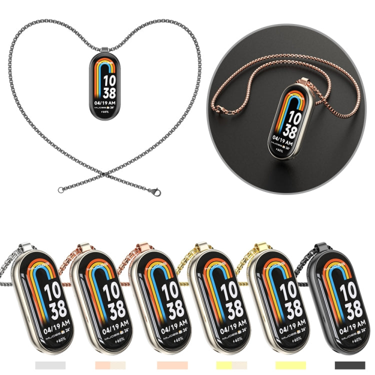 For Xiaomi Smart Band 10 / 9 / 8 Mijobs Metal Pendant Stainless Steel Watch Necklace(Rose Gold) - Watch Bands by MIJOBS | Online Shopping UK | buy2fix
