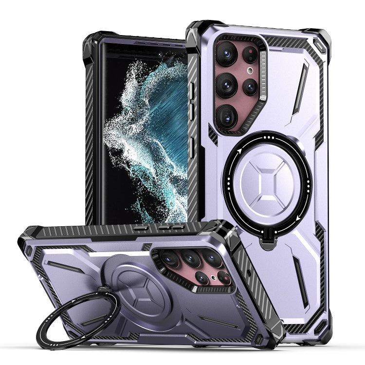 For Samsung Galaxy S22 Ultra 5G Armor Series Holder Phone Case(Light Purple) - Galaxy S22 Ultra 5G Cases by buy2fix | Online Shopping UK | buy2fix