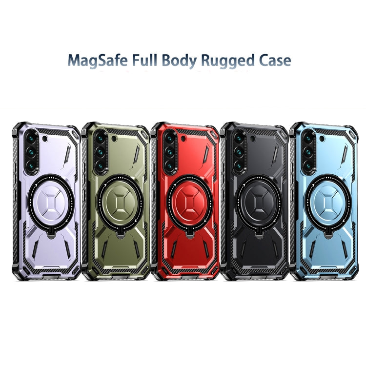 For Samsung Galaxy S21 5G Armor Series Holder Phone Case(Light Purple) - Galaxy S21 5G Cases by buy2fix | Online Shopping UK | buy2fix