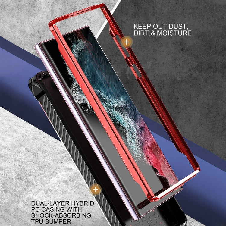 For Samsung Galaxy S21 Ultra 5G Armor Series Holder Phone Case(Light Purple) - Galaxy S21 Ultra 5G Cases by buy2fix | Online Shopping UK | buy2fix