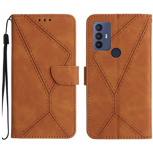 For TCL 30 SE / 30E /306/305 Stitching Embossed Leather Phone Case(Brown) - TCL by buy2fix | Online Shopping UK | buy2fix