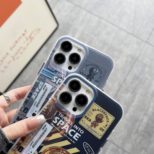 For iPhone 14 Plus Dual-side IMD Astronaut Frosted Phone Case(Black Gold) by buy2fix