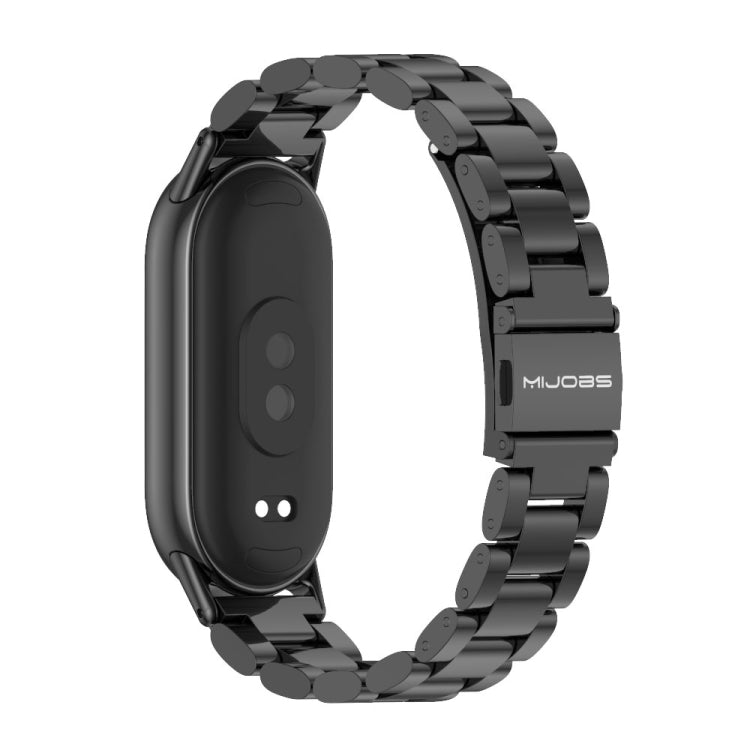 For Xiaomi Smart Band 10 / 9 / 8 Mijobs Three Bead Stainless Steel Watch Band(Black) - Watch Bands by MIJOBS | Online Shopping UK | buy2fix