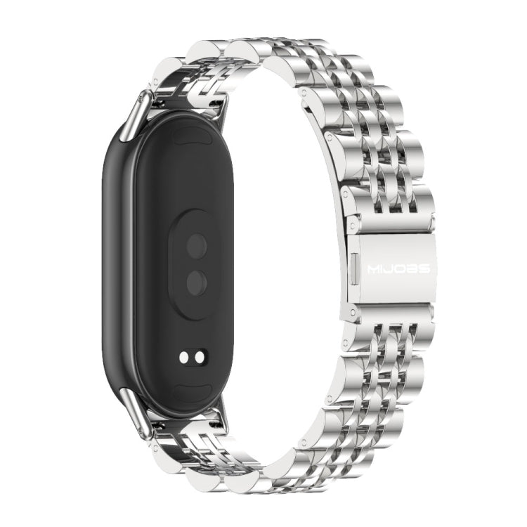 For Xiaomi Smart Band 10 / 9 / 8 Mijobs Seven Bead Stainless Steel Watch Band(Silver) - Watch Bands by MIJOBS | Online Shopping UK | buy2fix