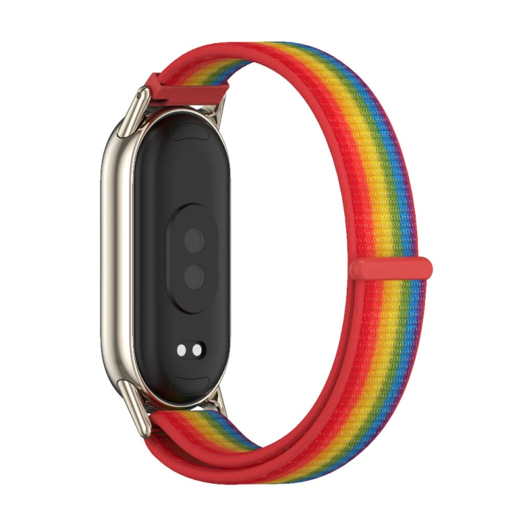 For Xiaomi Smart Band 10 / 9 / 8 Mijobs Breathable Nylon Loop Watch Band(Rainbow Light Gold) - Watch Bands by MIJOBS | Online Shopping UK | buy2fix